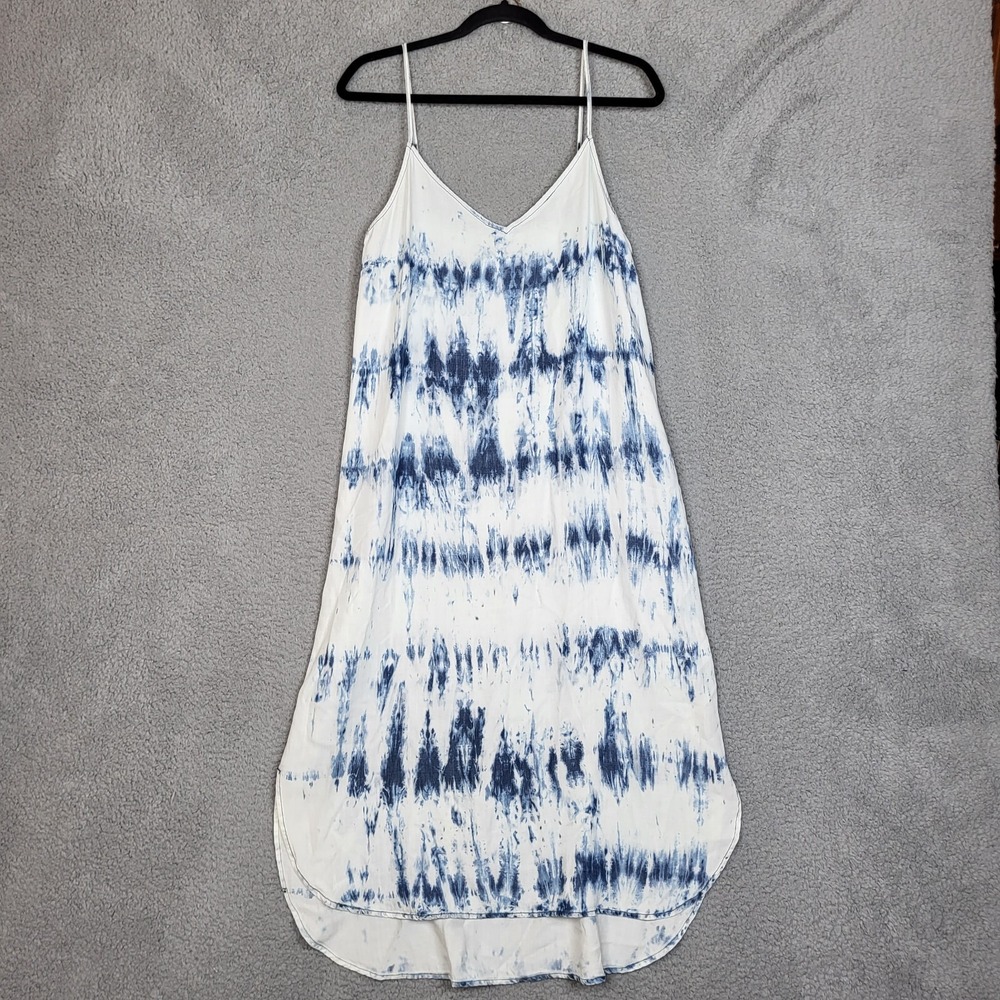 JAK & RAE Women's bella blue Tie-dye V-neck Low-high Casual Dress Size M